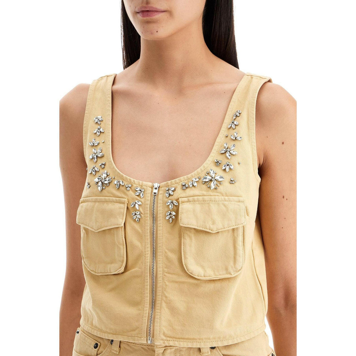 Crystal Embellished Cargo Top.