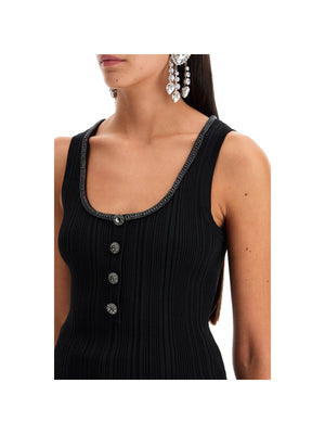 Crystal Embellished Ribbed Tank Top