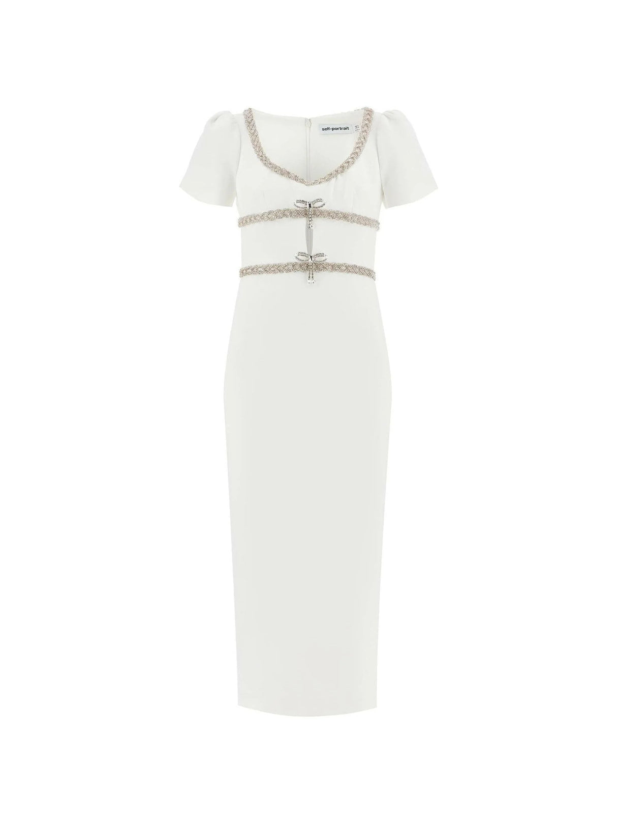 SELF-PORTRAIT-Diamanté Bow Crepe Midi Dress-JOHN JULIA