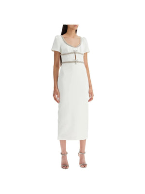 SELF-PORTRAIT-Diamanté Bow Crepe Midi Dress-JOHN JULIA