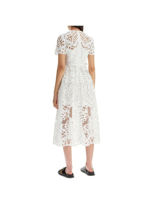 Floral Cotton Lace Buttoned Midi Dress.