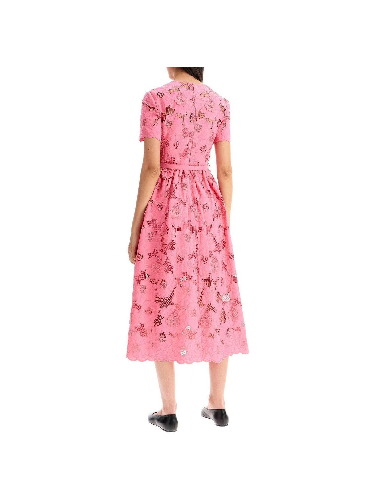 SELF-PORTRAIT-Floral Cotton Lace Midi Dress-JOHN JULIA