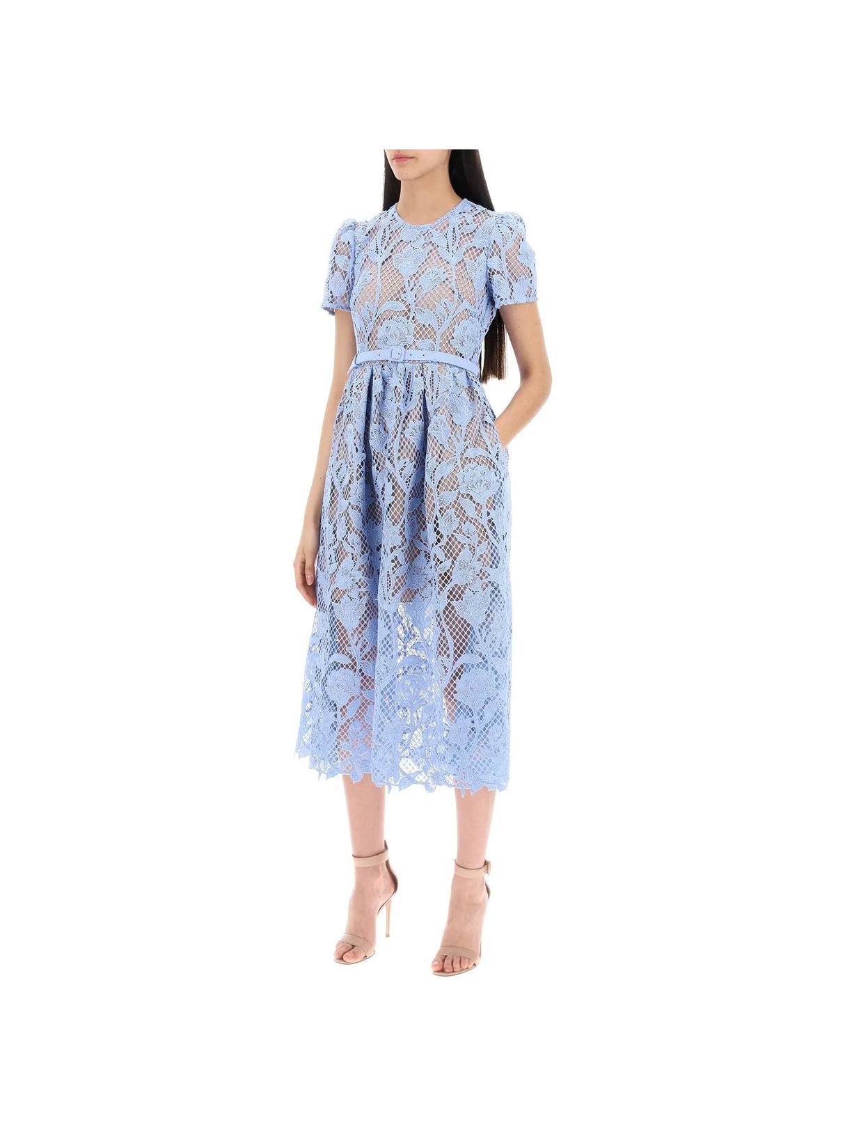 SELF-PORTRAIT-Floral Lace Midi Dress-JOHN JULIA