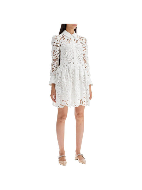 Floral Lace Mini Shirt Dress