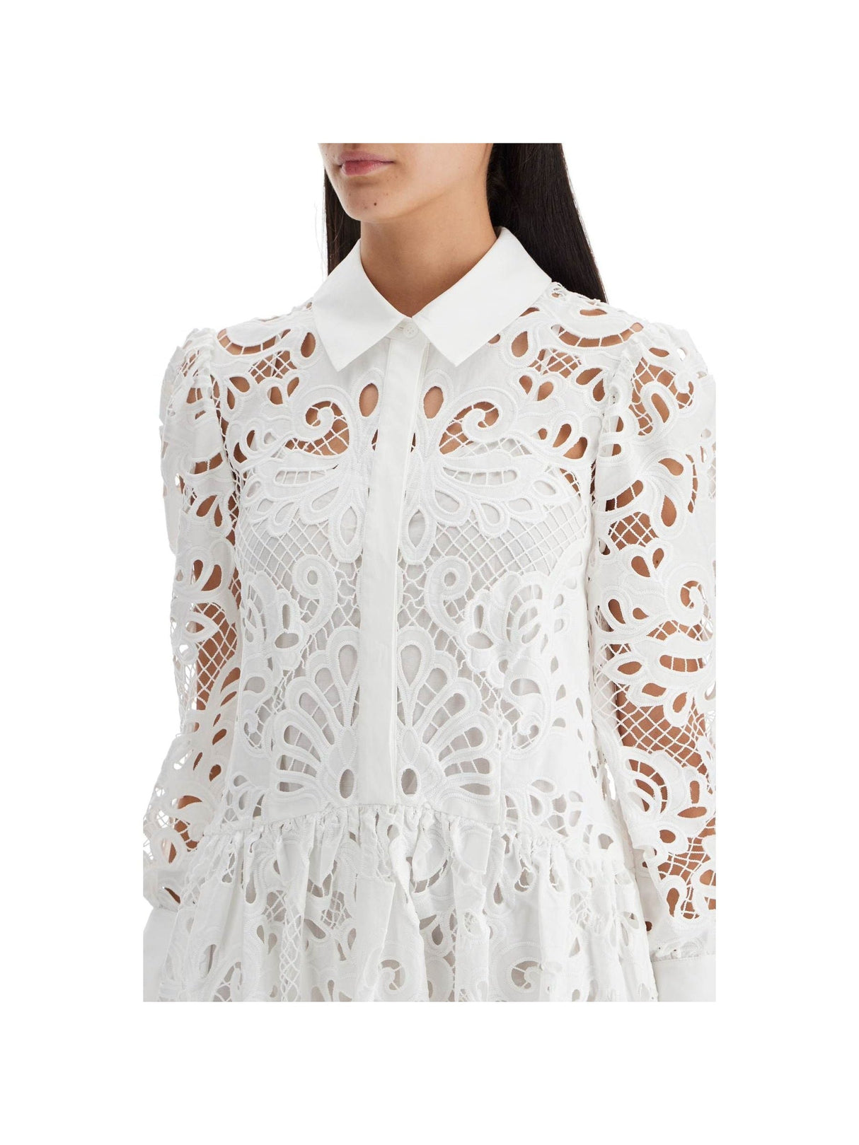 Floral Lace Mini Shirt Dress - Women > Clothing > Dresses > Mini