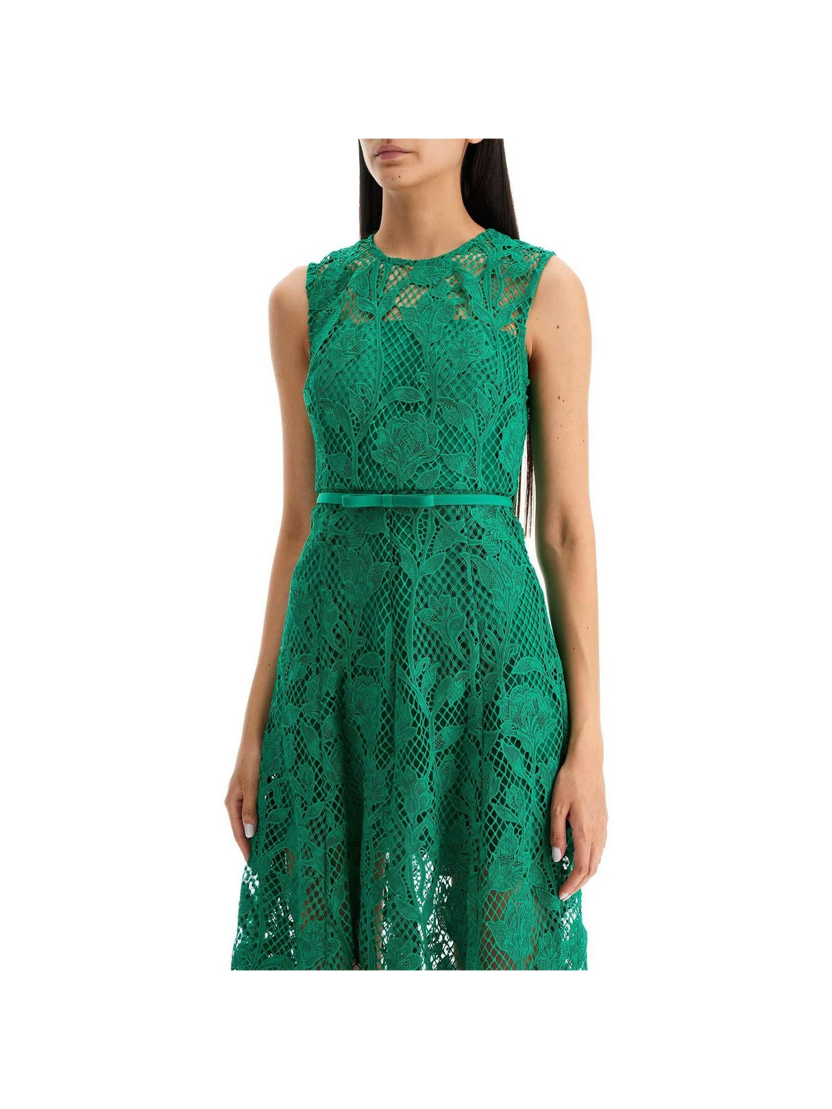 Floral Lace Sleeveless Midi Dress.