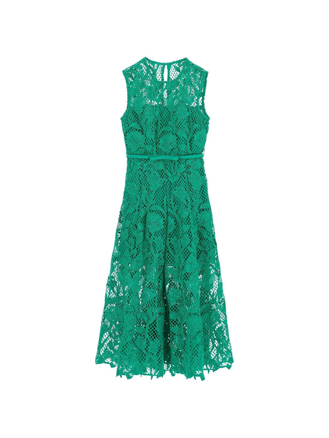 Floral Lace Sleeveless Midi Dress.