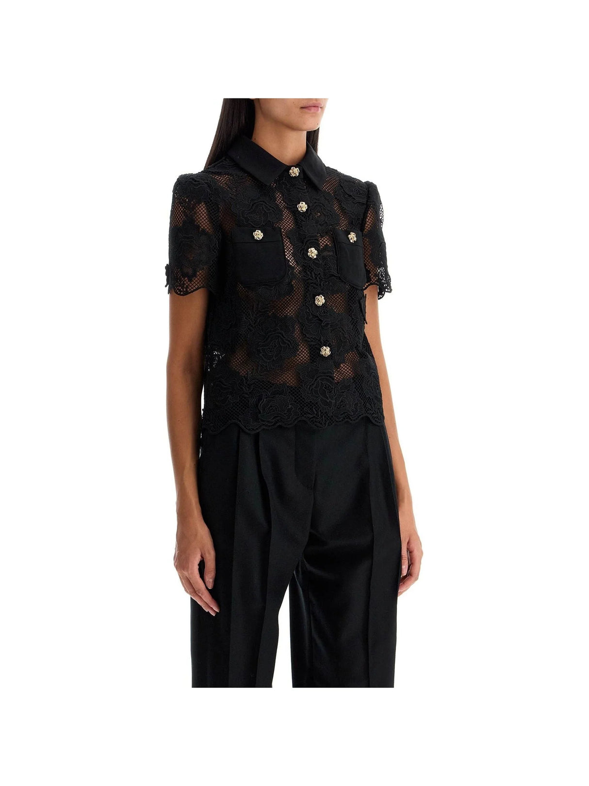 Guipure Lace Button Shirt-Self-Portrait-JOHN JULIA