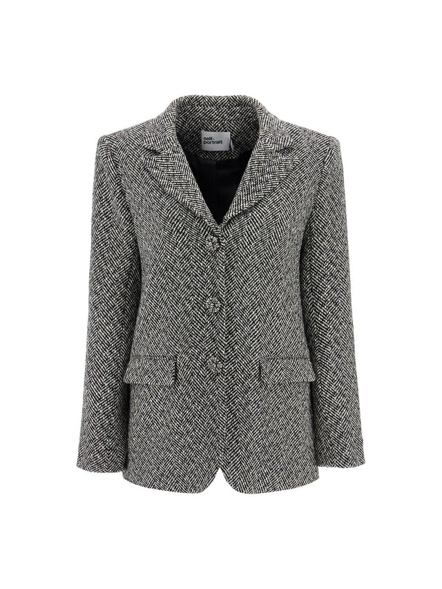 Herringbone Three-button Blazer