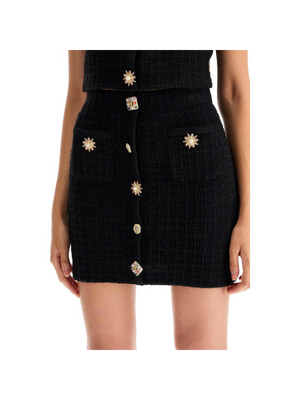 Jewel Button Knit Mini Skirt.