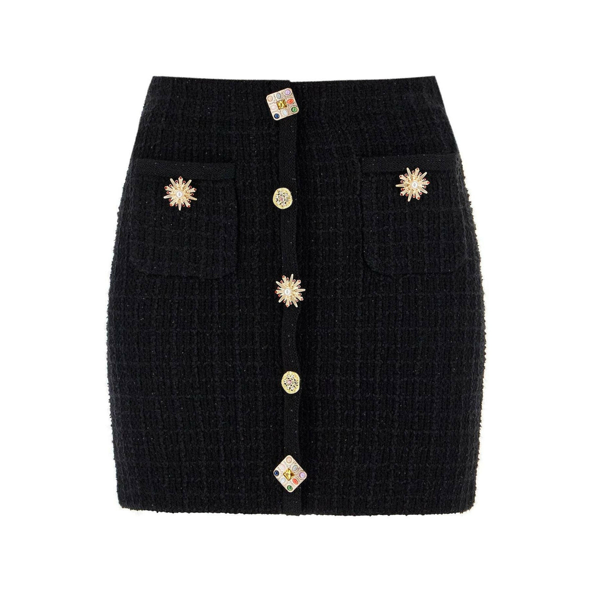 Jewel Button Knit Mini Skirt.