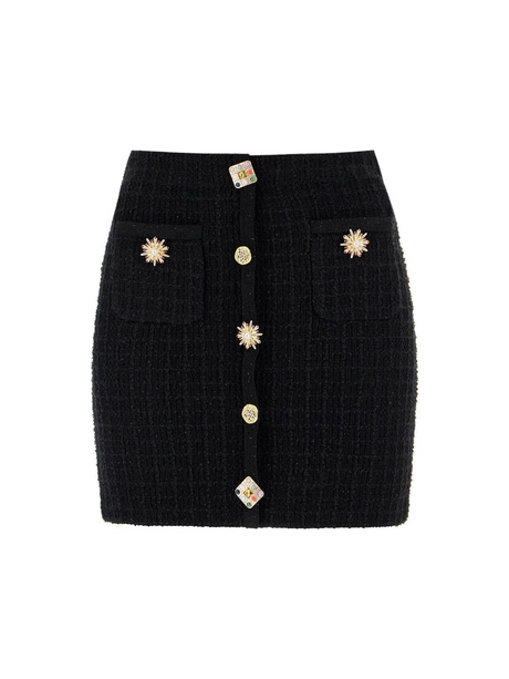 Jewel Button Knit Mini Skirt.