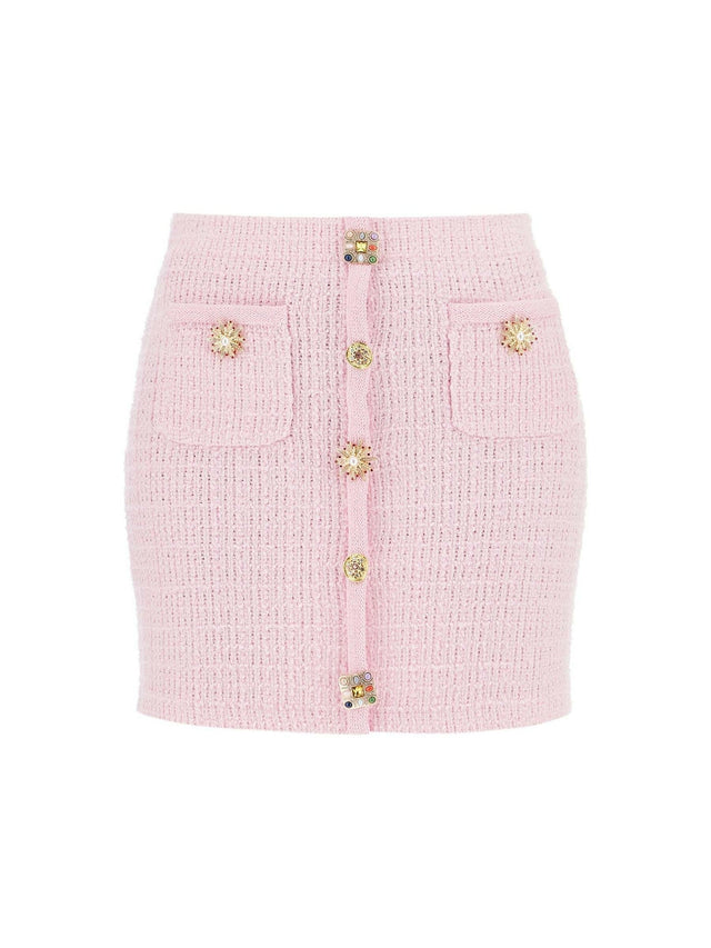 Jewel Button Knit Mini skirt.