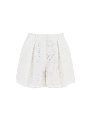 White Lace Cotton Short with scalloped edges SELF PORTRAIT JOHN JULIA.