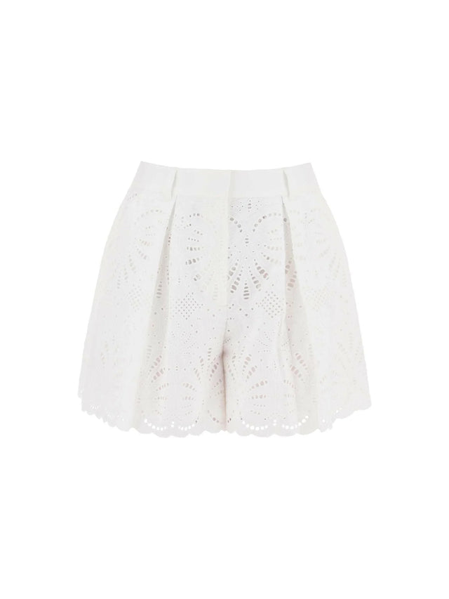 White Lace Cotton Short with scalloped edges SELF PORTRAIT JOHN JULIA.