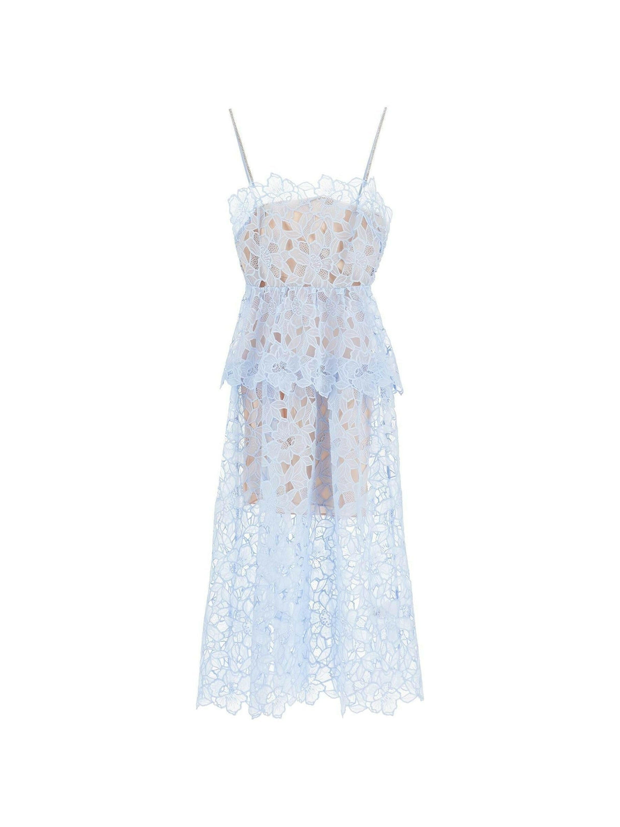 SELF-PORTRAIT-Organza Lace Midi Dress-JOHN JULIA