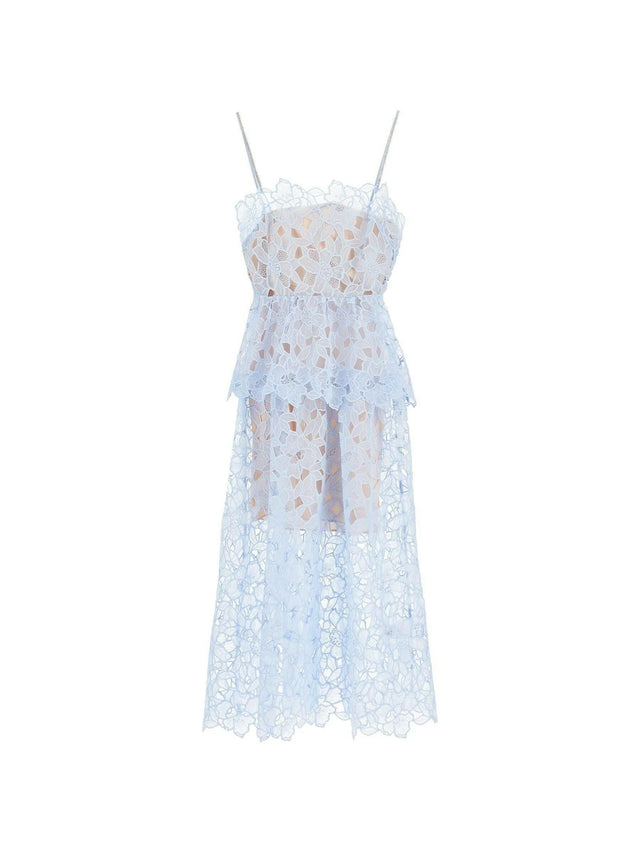 SELF-PORTRAIT-Organza Lace Midi Dress-JOHN JULIA