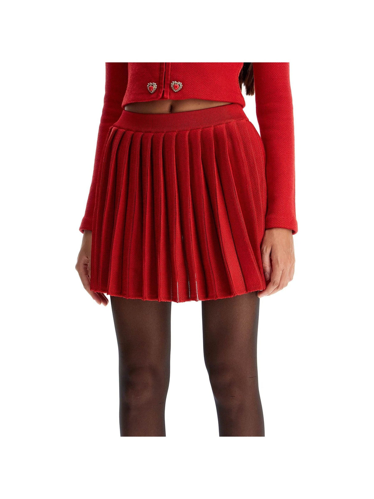 Pleated Knit Mini Skirt