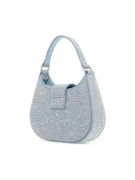 Rhinestone Denim Crescent Bag.