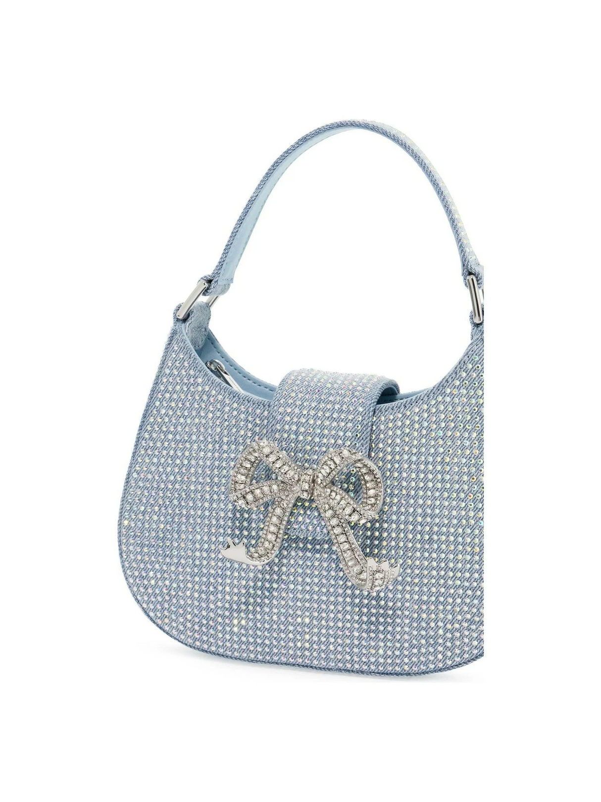 Rhinestone Denim Crescent Bag.