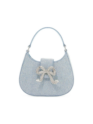 Rhinestone Denim Crescent Bag.