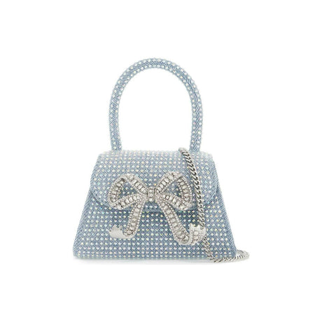 Rhinestone Denim Micro Bow Bag.