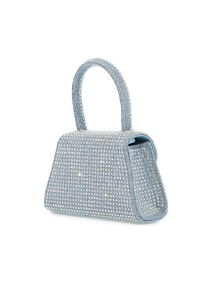 Rhinestone Denim Micro Bow Bag.