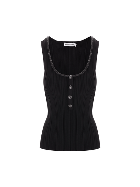 Ribbed Knit Sleeveless Top-SELF-PORTRAIT-JOHN JULIA