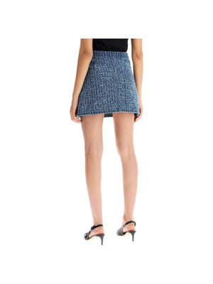 Textured Denim Mini Skirt.