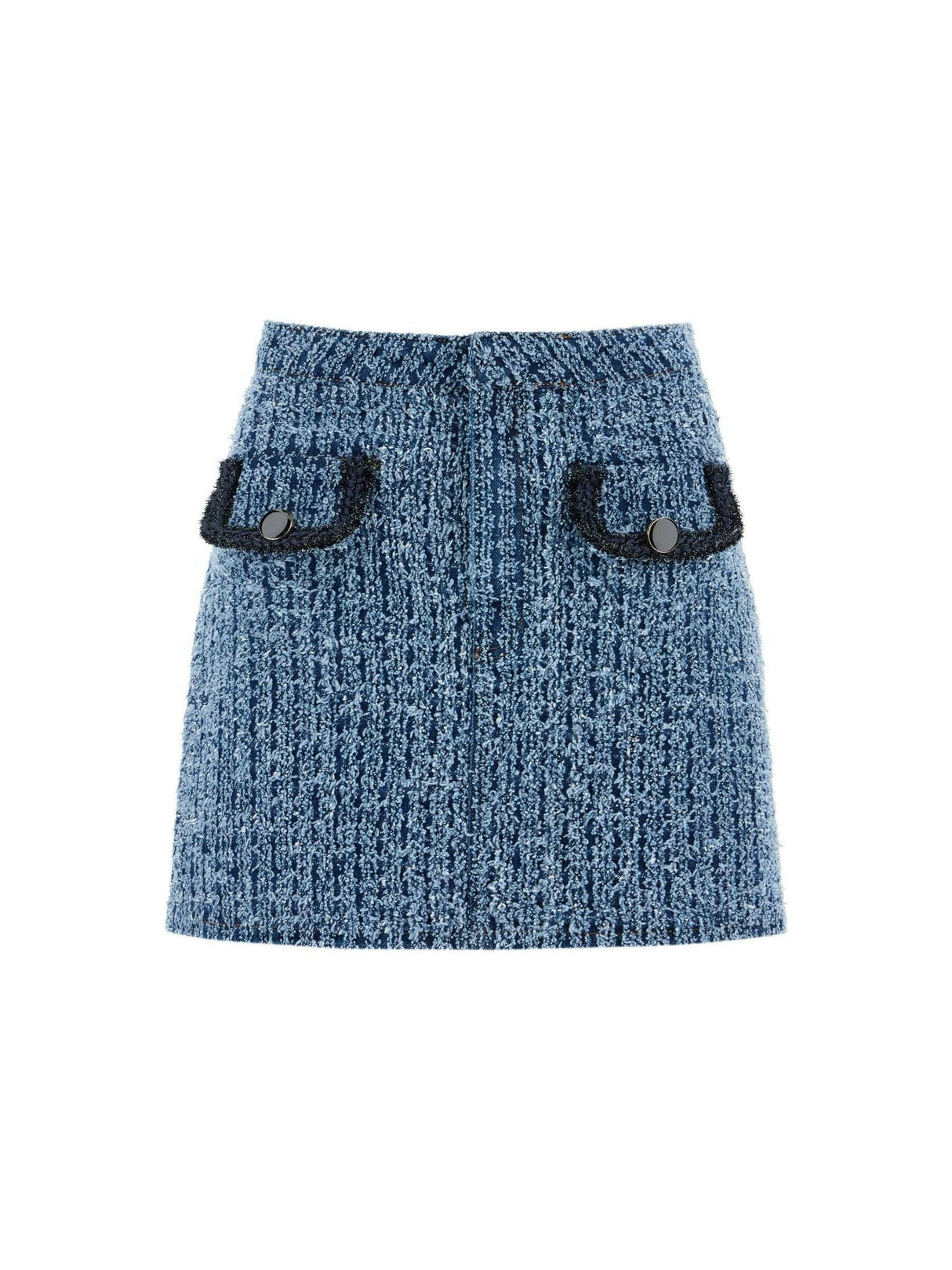 Textured Denim Mini Skirt.