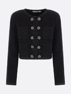 Textured Knit Cropped Jacket-SELF-PORTRAIT-JOHN JULIA