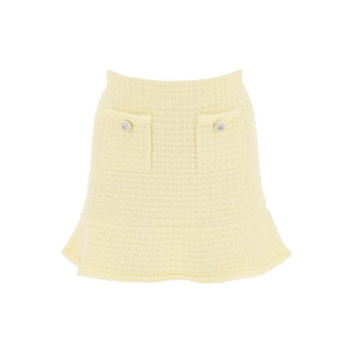 Yellow Textured Knit Mini Skirt SELF PORTRAIT JOHN JULIA.