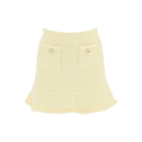 Yellow Textured Knit Mini Skirt SELF PORTRAIT JOHN JULIA.