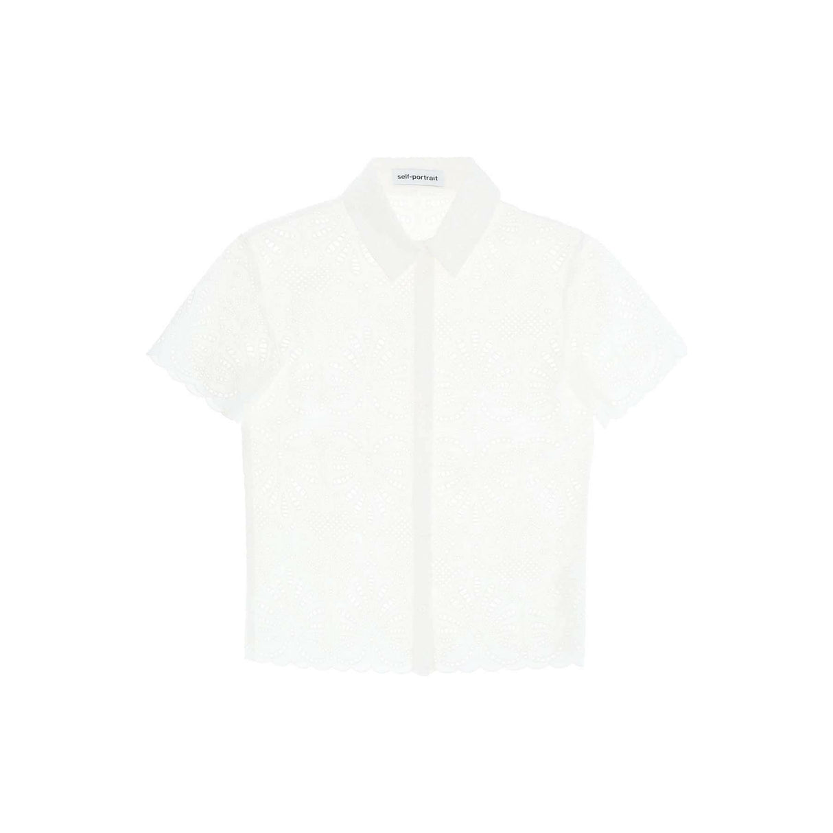 White Cotton Embroidery Button-Down Top SELF PORTRAIT JOHN JULIA.