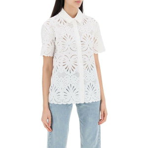 White Cotton Embroidery Button-Down Top SELF PORTRAIT JOHN JULIA.