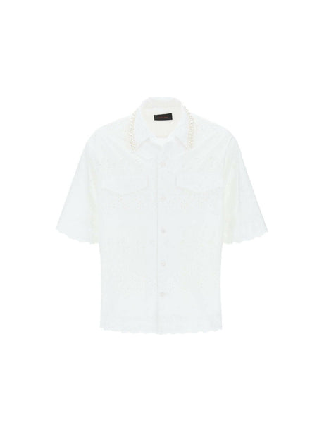 White Cotton Broderie Anglaise Short-Sleeve Shirt SIMONE ROCHA JOHN JULIA.