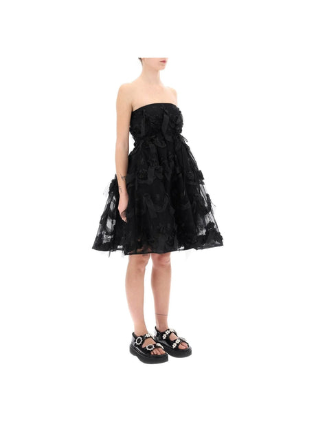 SIMONE ROCHA-Embroidered Tulle Strapless Dress-JOHN JULIA