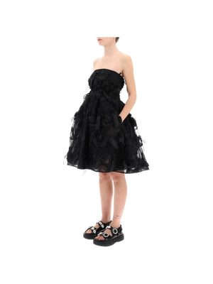 SIMONE ROCHA-Embroidered Tulle Strapless Dress-JOHN JULIA