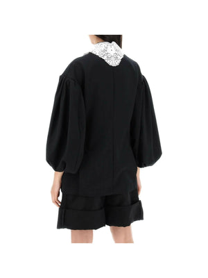 SIMONE ROCHA-Lace Collar Puff Sleeve Double-Breasted Jacket-JOHN JULIA