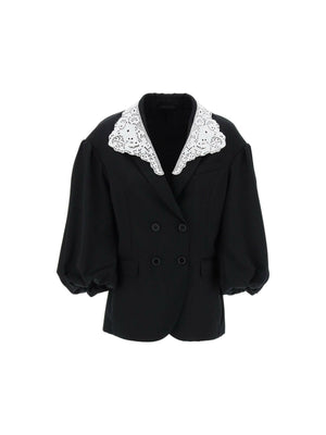 SIMONE ROCHA-Lace Collar Puff Sleeve Double-Breasted Jacket-JOHN JULIA