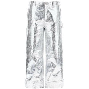 Silver Laminated Lambskin Workwear ChaTrousers SIMONE ROCHA JOHN JULIA.