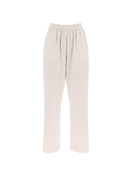 Beige and White Striped Organic Cotton Claudia Pants SKALL STUDIO JOHN JULIA.