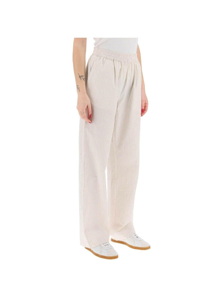 Beige and White Striped Organic Cotton Claudia Pants SKALL STUDIO JOHN JULIA.