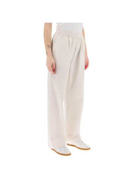 Beige and White Striped Organic Cotton Claudia Pants SKALL STUDIO JOHN JULIA.