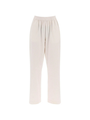 Beige and White Striped Organic Cotton Claudia Pants SKALL STUDIO JOHN JULIA.