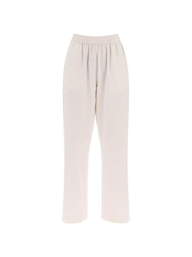 Beige and White Striped Organic Cotton Claudia Pants SKALL STUDIO JOHN JULIA.