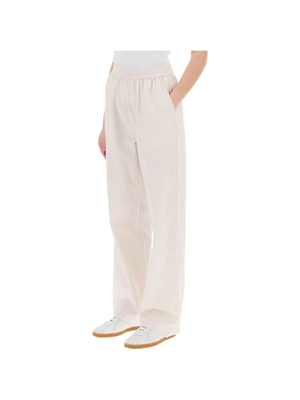 Beige and White Striped Organic Cotton Claudia Pants SKALL STUDIO JOHN JULIA.