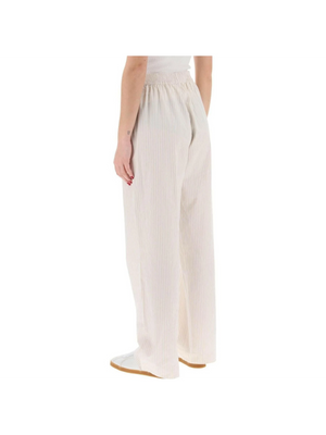 Beige and White Striped Organic Cotton Claudia Pants SKALL STUDIO JOHN JULIA.