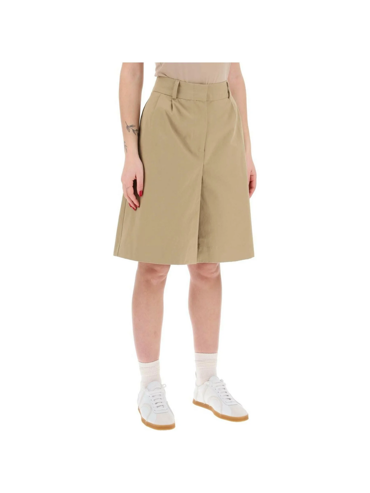 Dark Beige Jane Organic Cotton Shorts SKALL STUDIO JOHN JULIA.