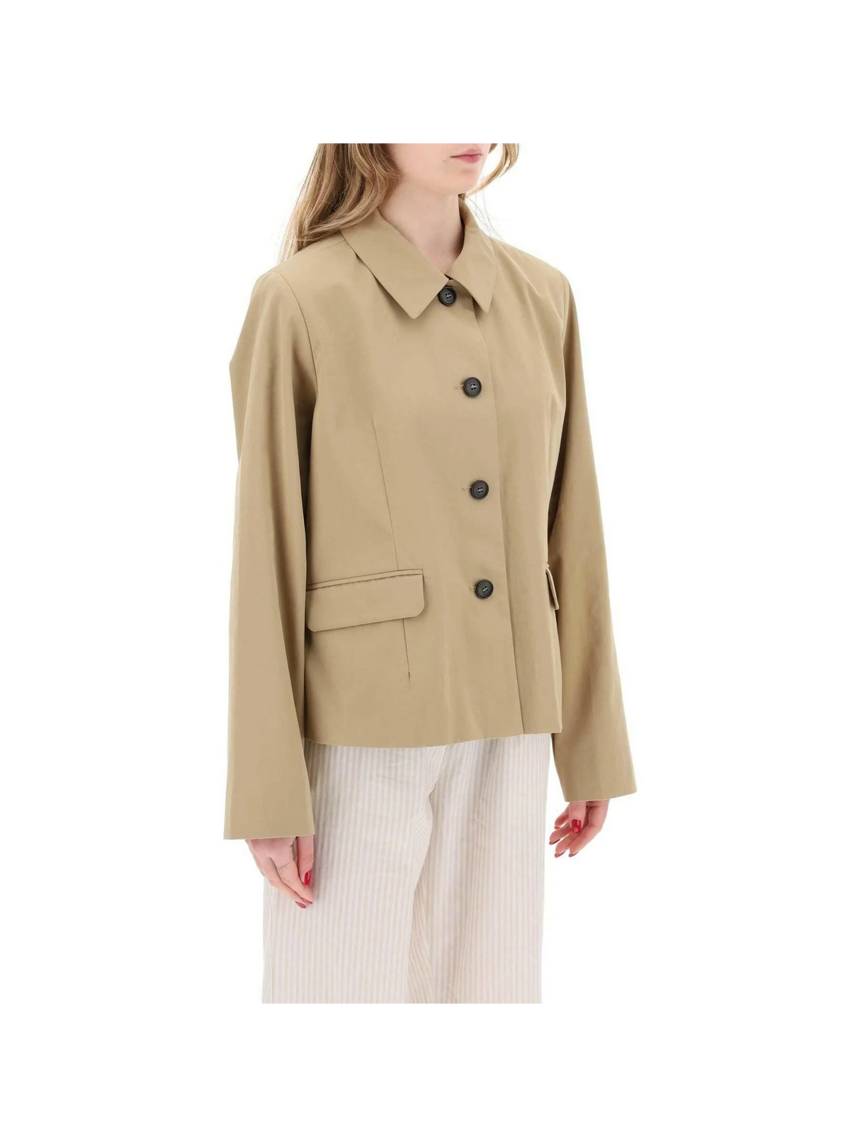 Dark Beige Petra Organic Cotton Canvas Jacket SKALL STUDIO JOHN JULIA.